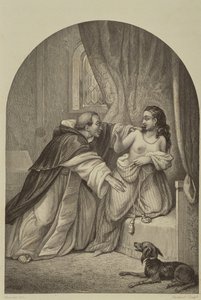 Un moine séduisant une femme au XIVe siècle - Joseph Guillaume Bourdet